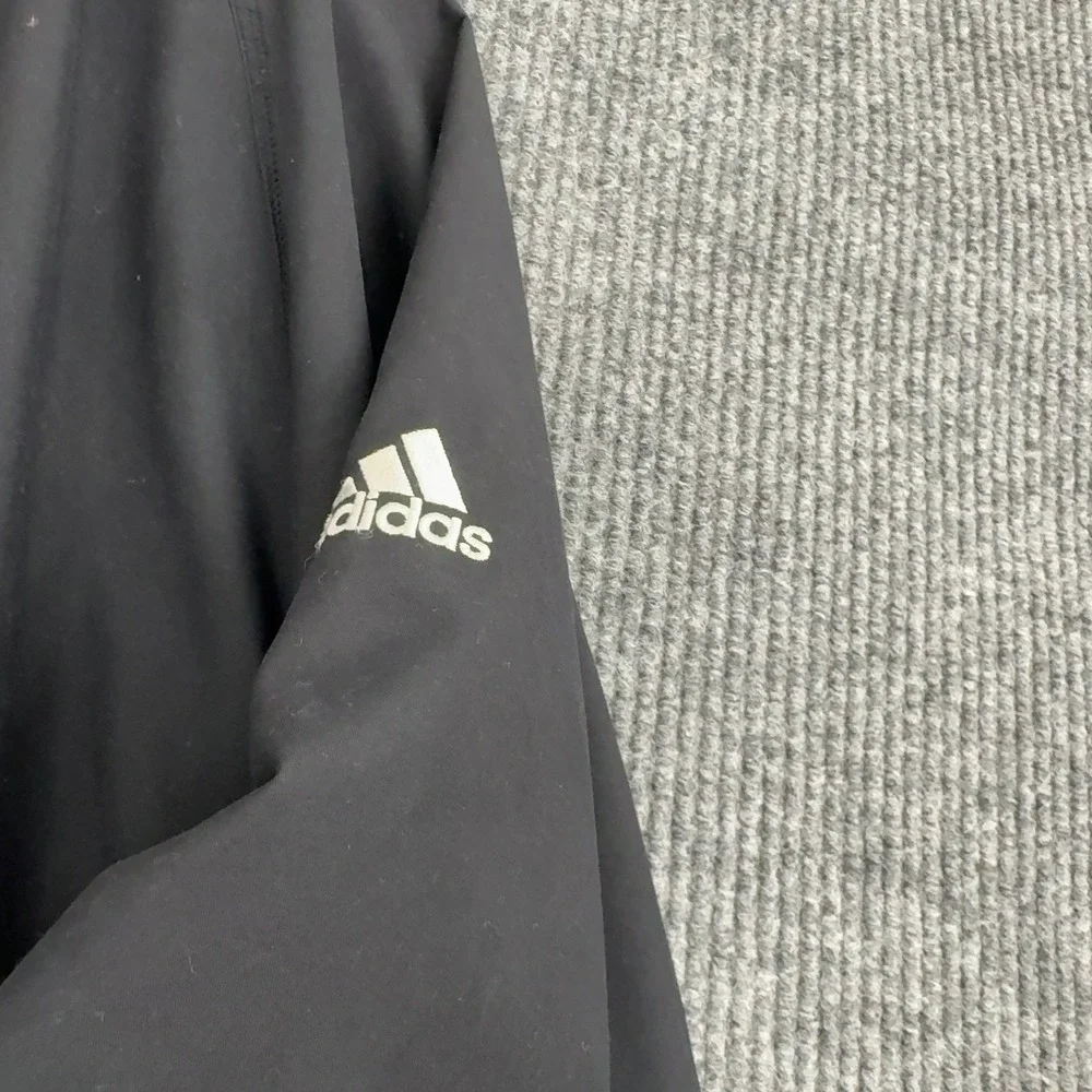 Adidas Windbreaker Mens XL Black Polyester Staff V‎ Neck Pullover Athletic Style